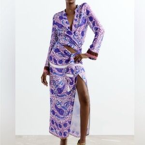 Zara Purple Paisley Skirt Set
